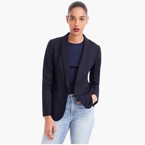 J. Crew Parke Wool Flannel Single Breasted Blazer Jacket Minimalist Navy 4