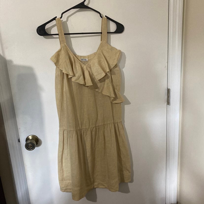 120% Lino Fine Italian Linen Ruffled Mini Dress 40
