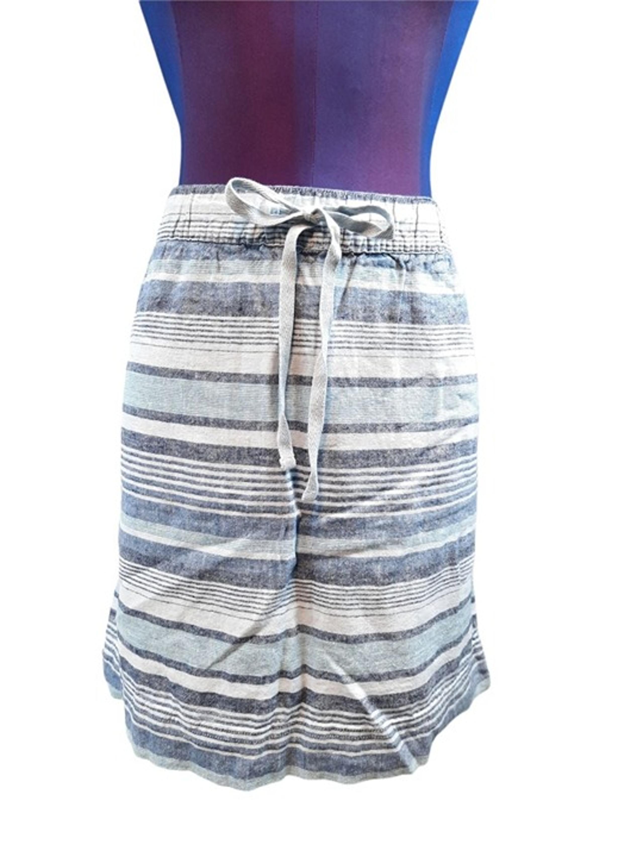 Loft Linen Blue Striped Skirt Linen Blend Size Large Women's