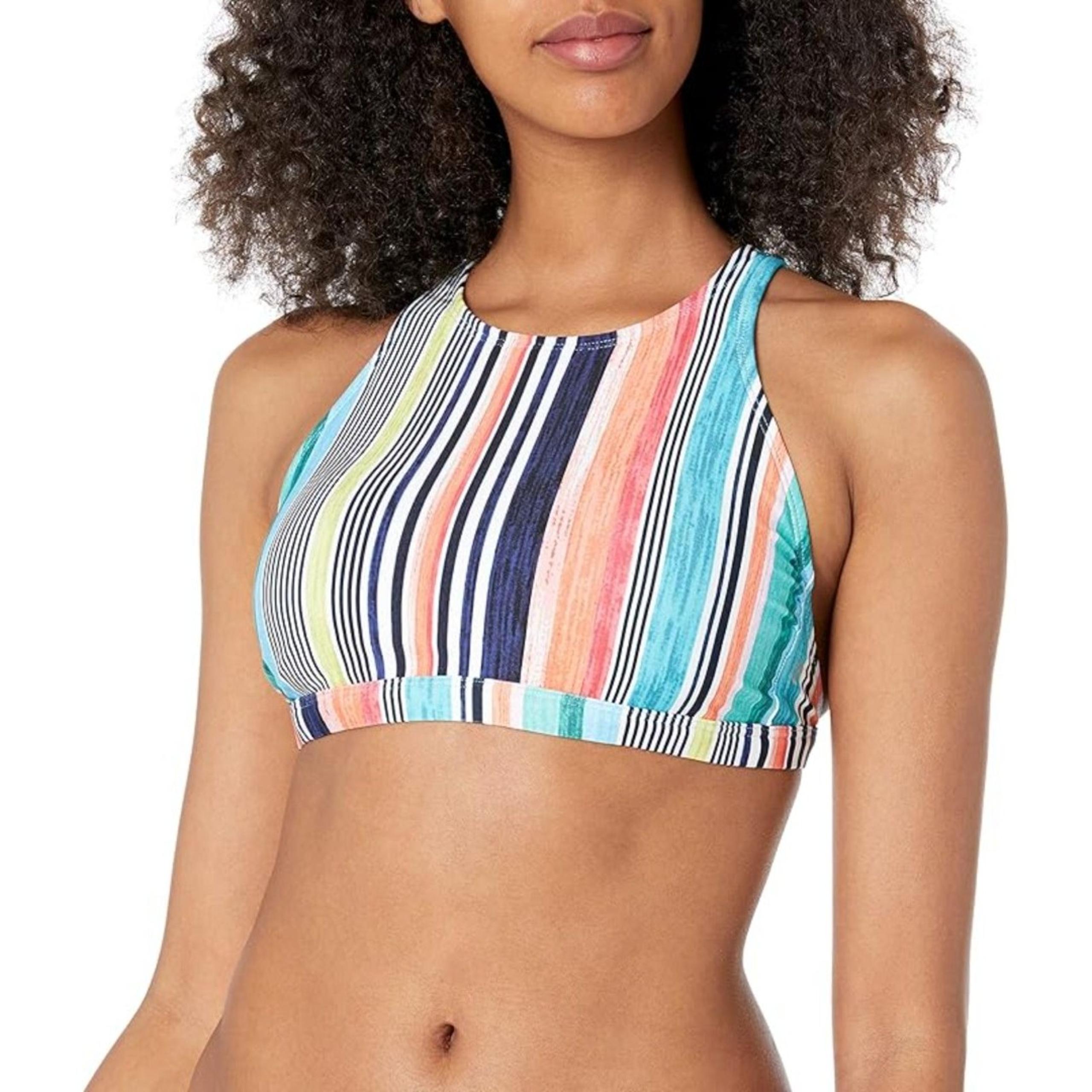 Next Women's Saltwater Stripe Stability High Neck Bra Bikini Top Size Small NWT