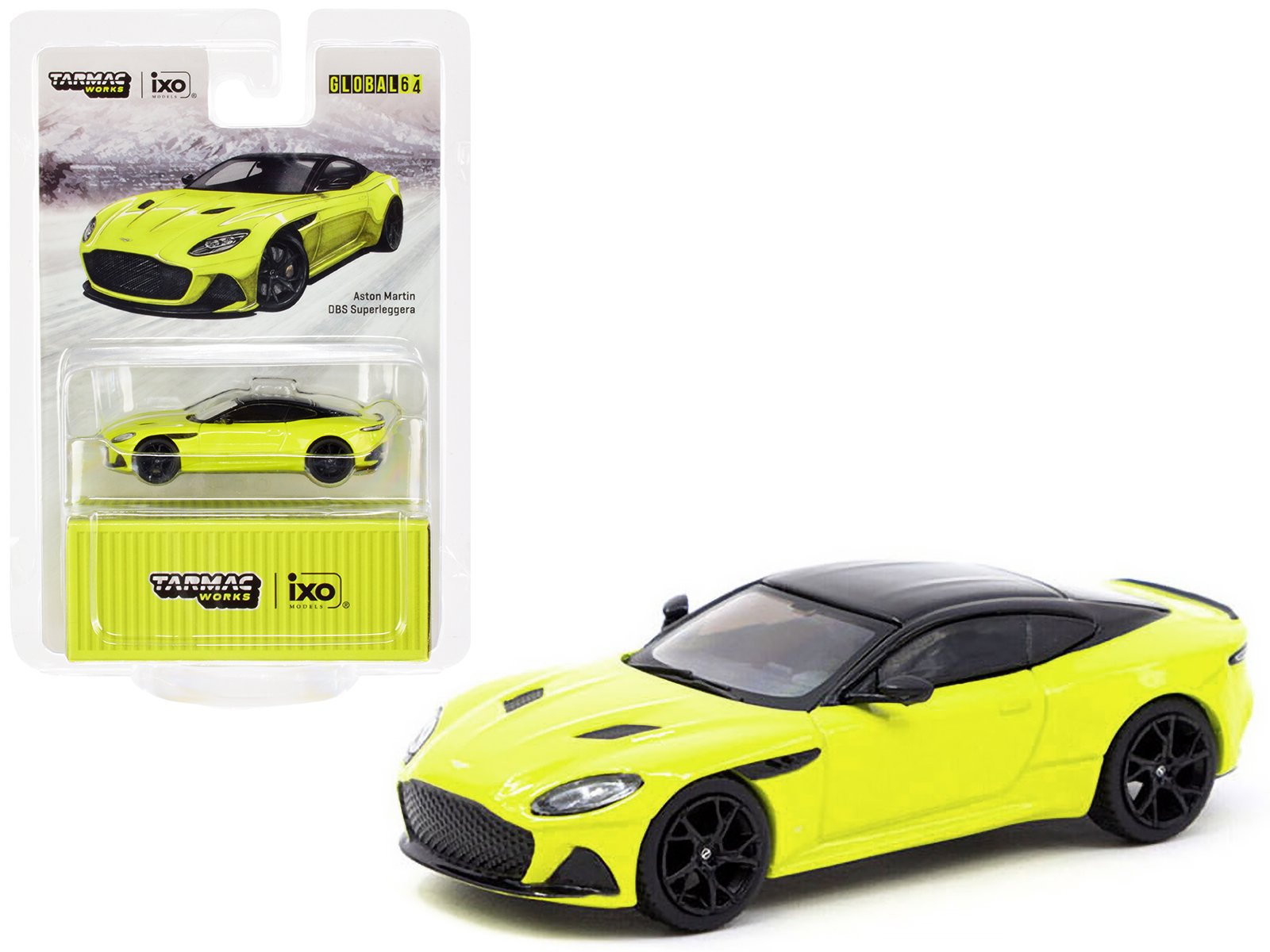 Aston Martin DBS Superleggera Yellow Metallic with Black Top Global64 Series 1