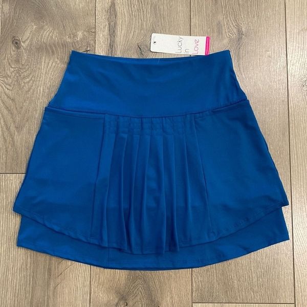 Lucky In Love 16” Pleat It Up Indigo Blue Golf Tennis Skirt Size XS
