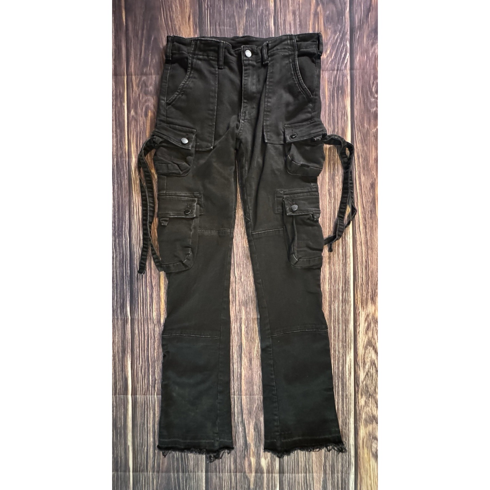 Rockstar Original Cargo Jeans Black Size 32 Slim Fit Distressed RSM 205 Elodie