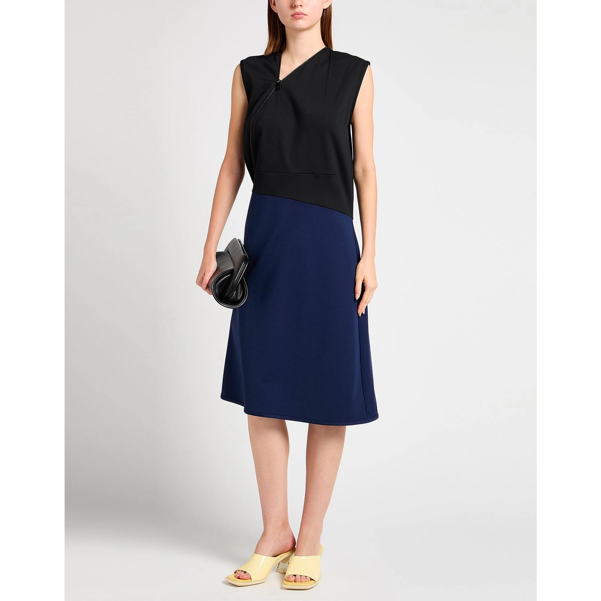Jil Sander Sleeveless Black Blue Color Block Dress Zipper Detail - Size 2