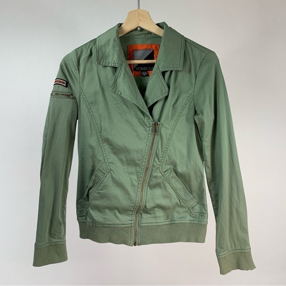 Volcom Olive Green Military Moto Skate Surfer Jacket XS