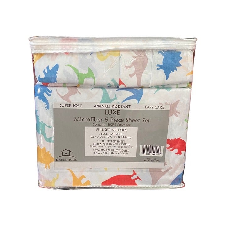 LUXE Microfiber 6 Piece Sheet Set (Dinosaurs) - Full