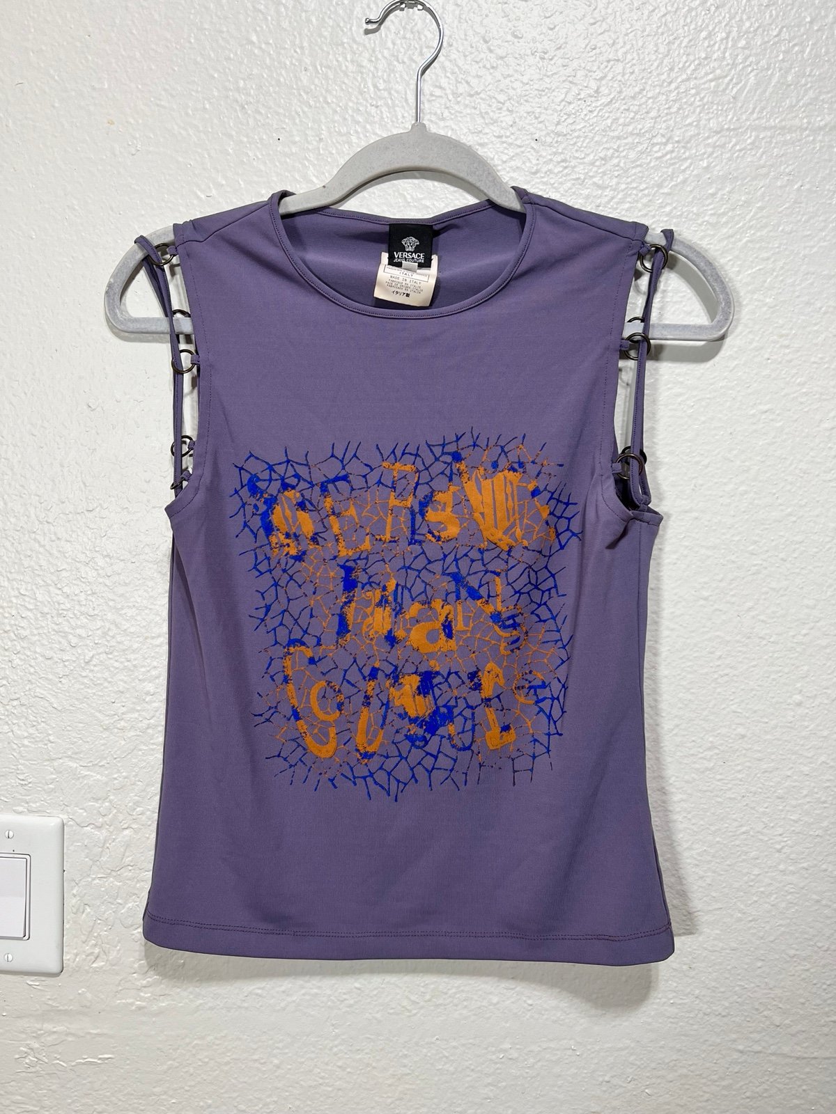 Versace jeans couture women’s wisteria-colored tank top with logo size L