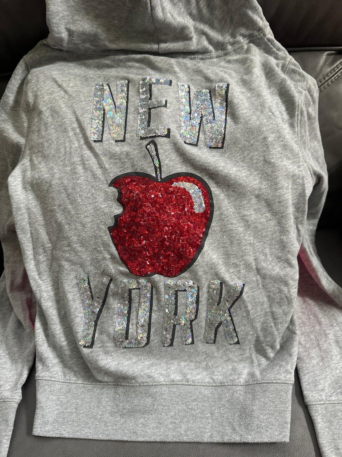 Super Rare VS PINK Bling Sequin NY Apple hoodie!