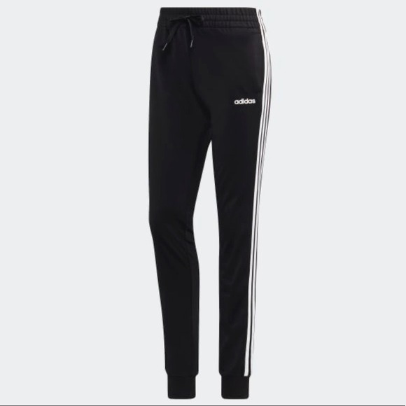 New Women’s Adidas 3 Stripe Pants Black White XL JY2
