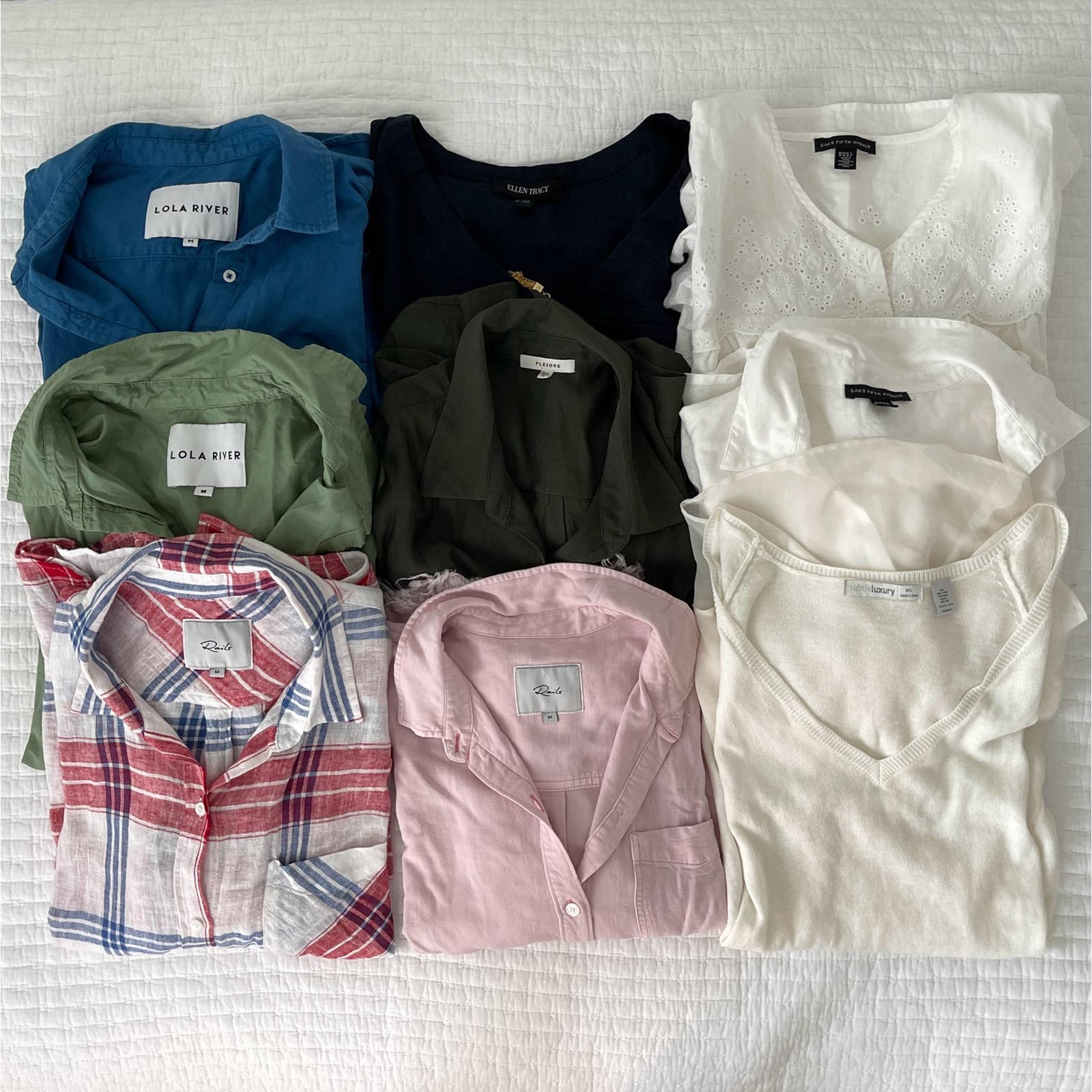 Bundle of 9 Women's Linen and More Shirts and Blouses Size M