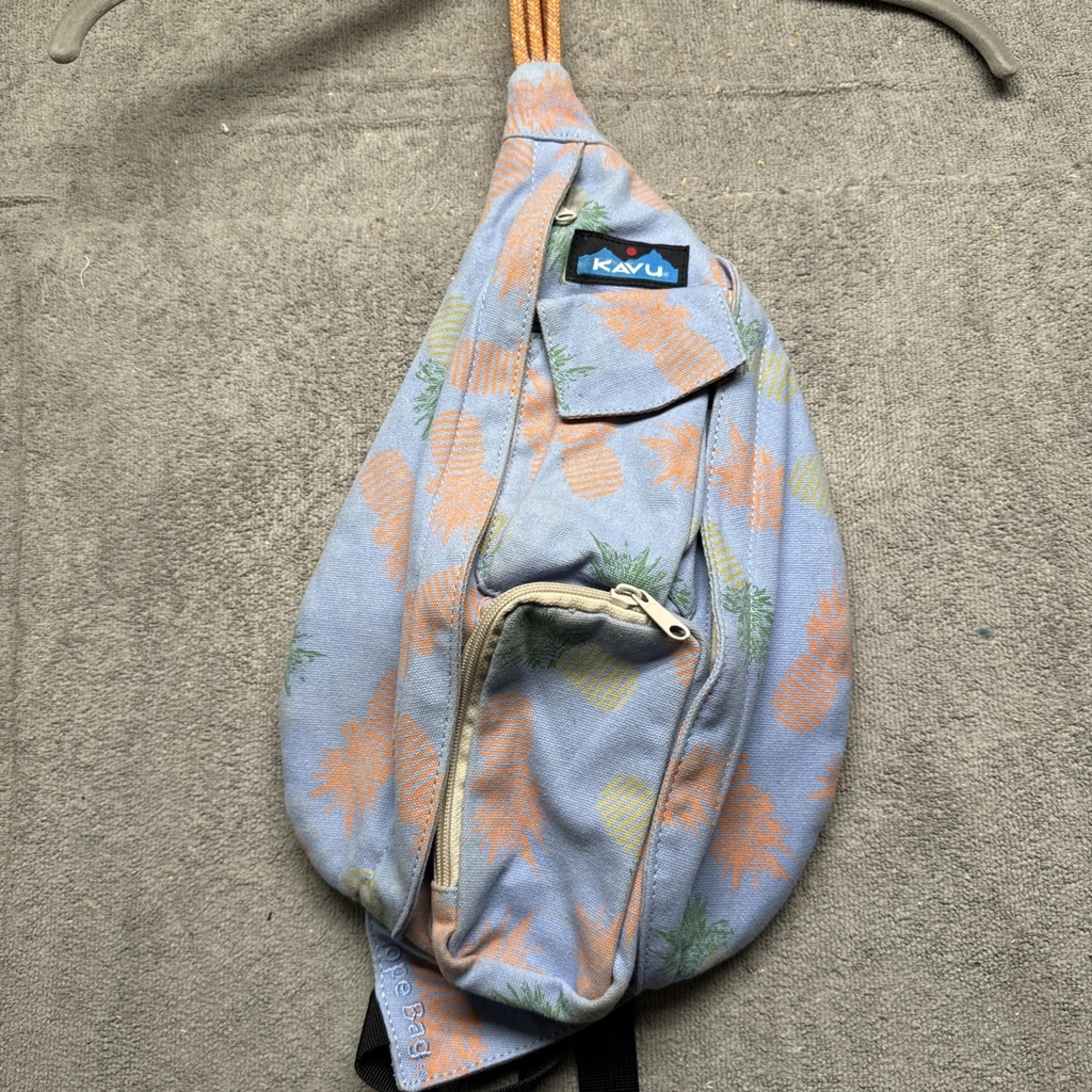 KAVU Rope Sling Bag Pineapple Print Blue Orange Pastel Y2K Surf Outdoor