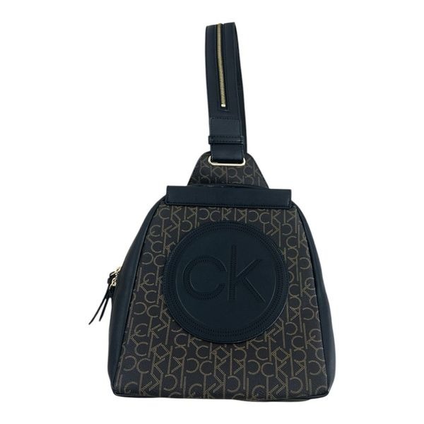 Calvin Klein Mia Backpack Brown Black Logo Women Backpacks Casual Double Zip