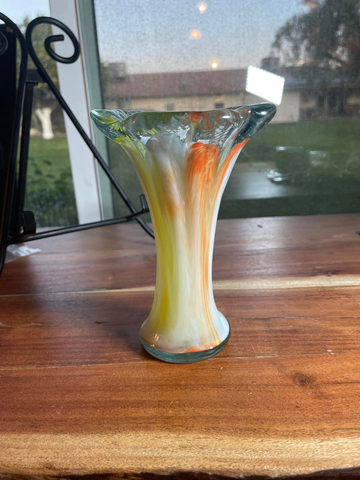 Vintage Mid Century Hand Blown Art Glass Vase