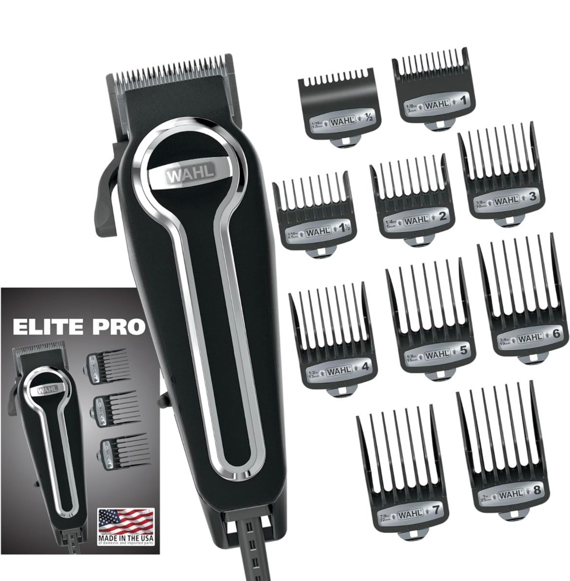 Wahl USA Elite Pro High-Performance Corded Home Haircut & Grooming Kit for Men –