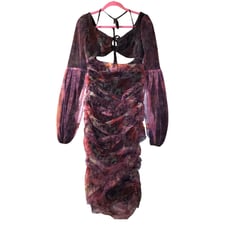 Alieva XL Bianca cutout ruched floral midi dress