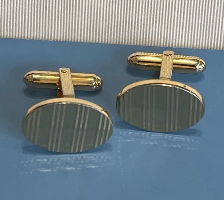 Vintage Christian Dior Designer Gold Tone Cufflinks