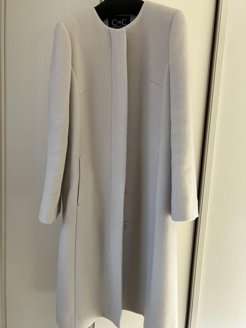 【Coodchance】 Light Gray No-Collar Long Coat