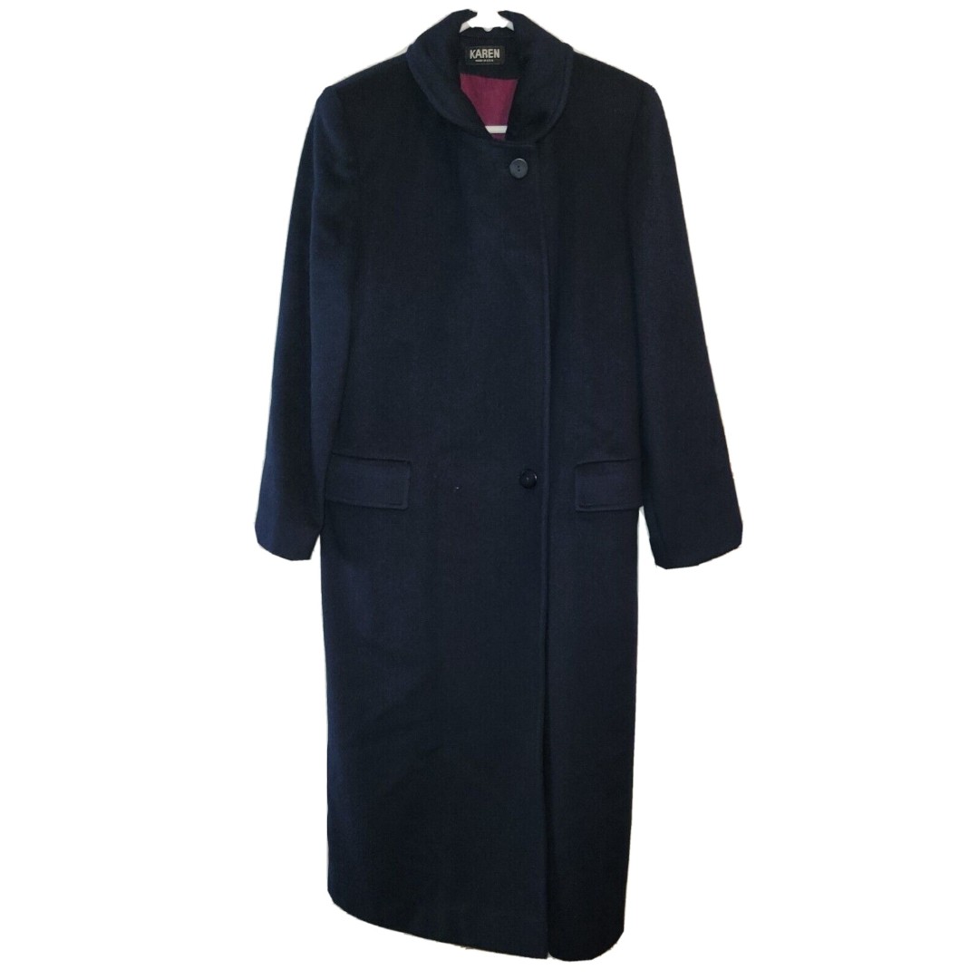 Vintage Karen 100% Wool Winter Overcoat Black Size L/Xl Made in USA