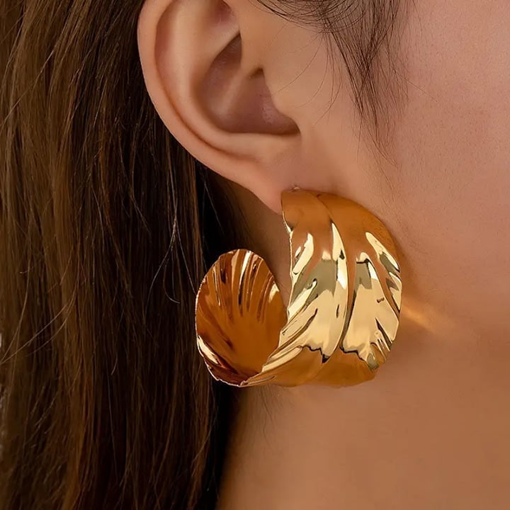 14K Gold Large Chunky Semi Hoop Womens Earrings Ladies New 14 K Silver Jewelry