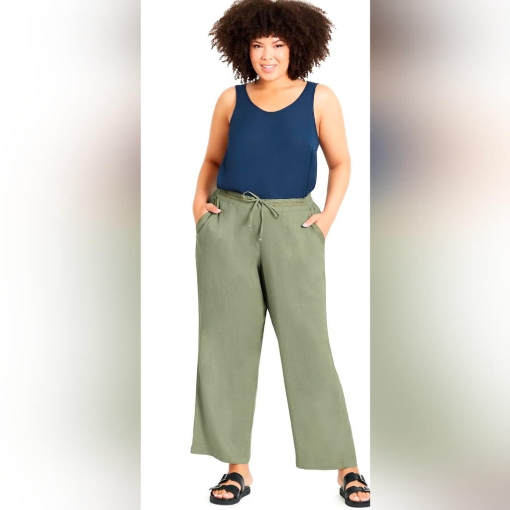 Evan Sage Viscose Linen Blend Trouser Pants Size 24