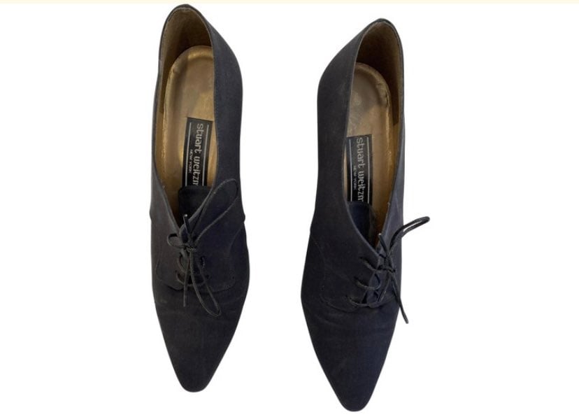 Stuart Weitzman Black Tie Front Oxford Heels