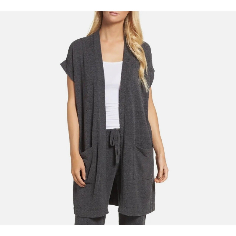 BAREFOOT DREAMS NWT Cozy Chic Ultra Lite Long Cardigan in Carbon // M