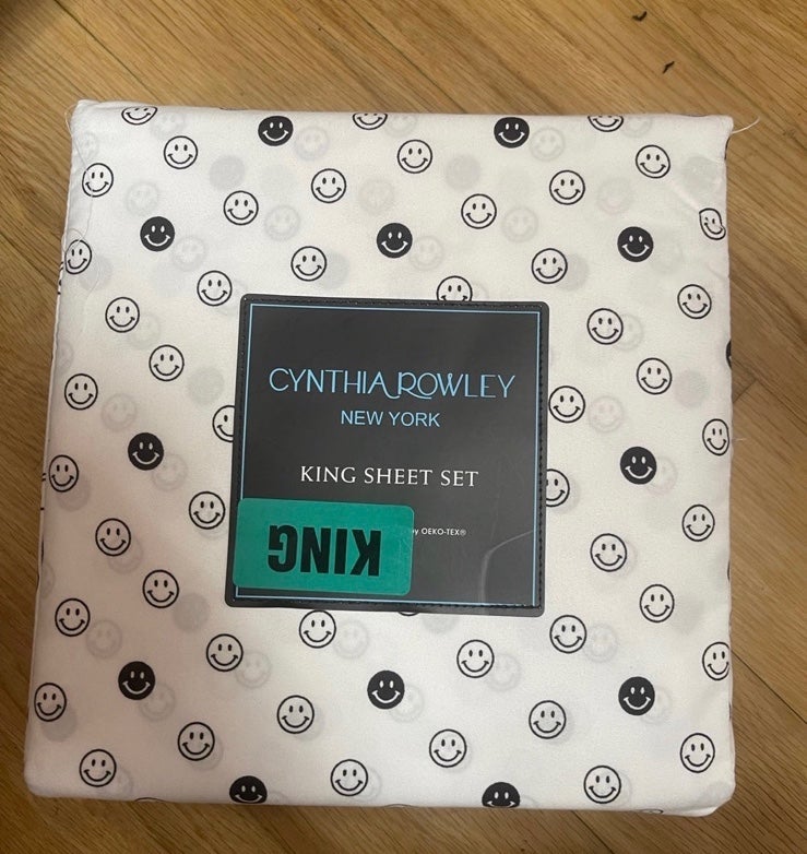 Cynthia Rowley Smiley Faces Happy Bed Sheets KING