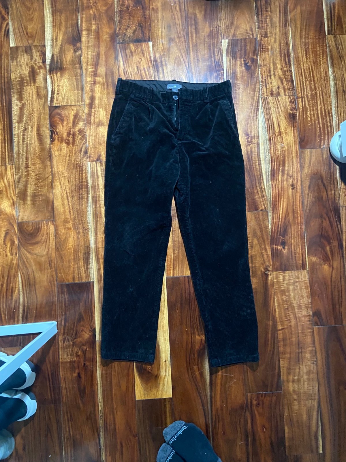 Black Corduroy Straight Leg Pants