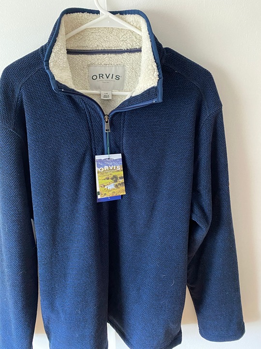 Orvis men's 1/4 zip sherpa lined pullover.