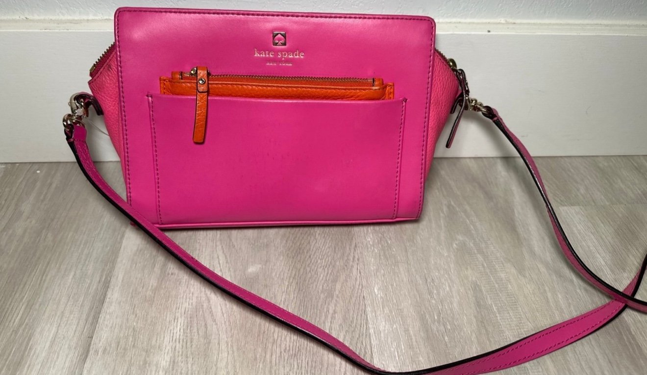 Kate Spade Adelia LEATHER Crossbody Bgnvl/Cbon Pink Shoulder Bag
