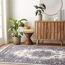 Dynamix Premium Sakarya Traditional Medallion Border Area Rug, Porcelain
