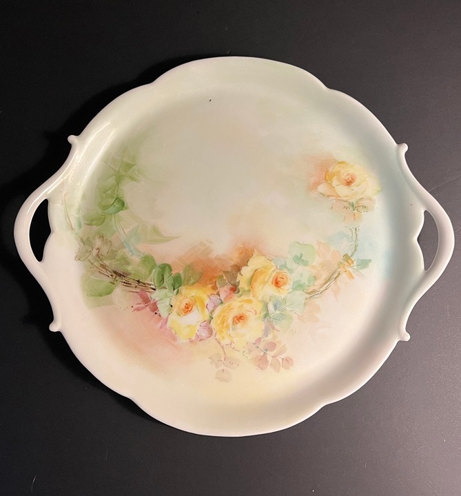 Limoge France Floral Painted Handled Plate
