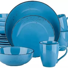 16 Piece Dinnerware Sets for 4 - Modern Style Blue Dinnerware Kitchen Plate Set