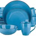 16 Piece Dinnerware Sets for 4 - Modern Style Blue Dinnerware Kitchen Plate Set