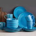 16 Piece Dinnerware Sets for 4 - Modern Style Blue Dinnerware Kitchen Plate Set
