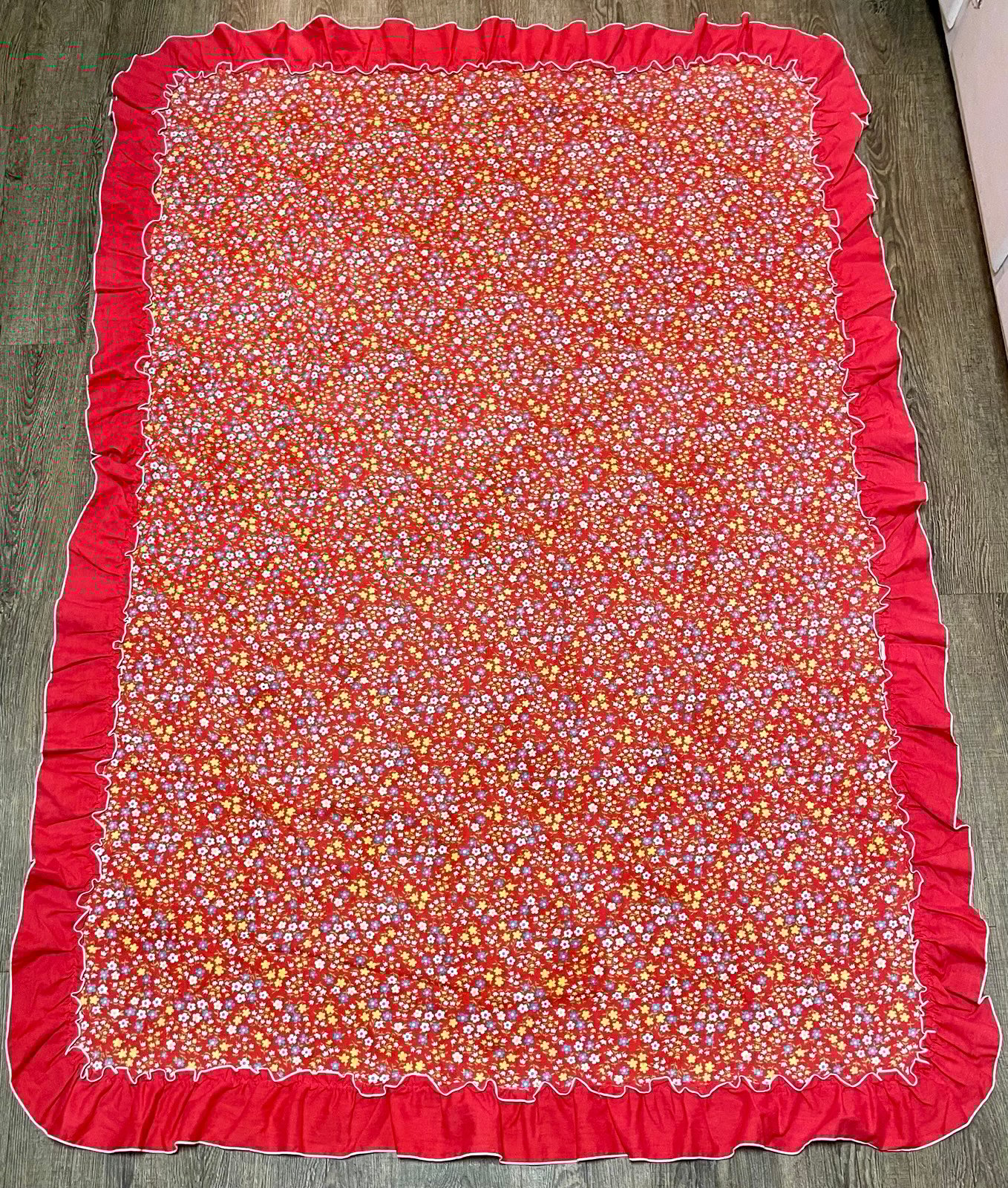 Vintage Floral Red Kitchen Tablecloth