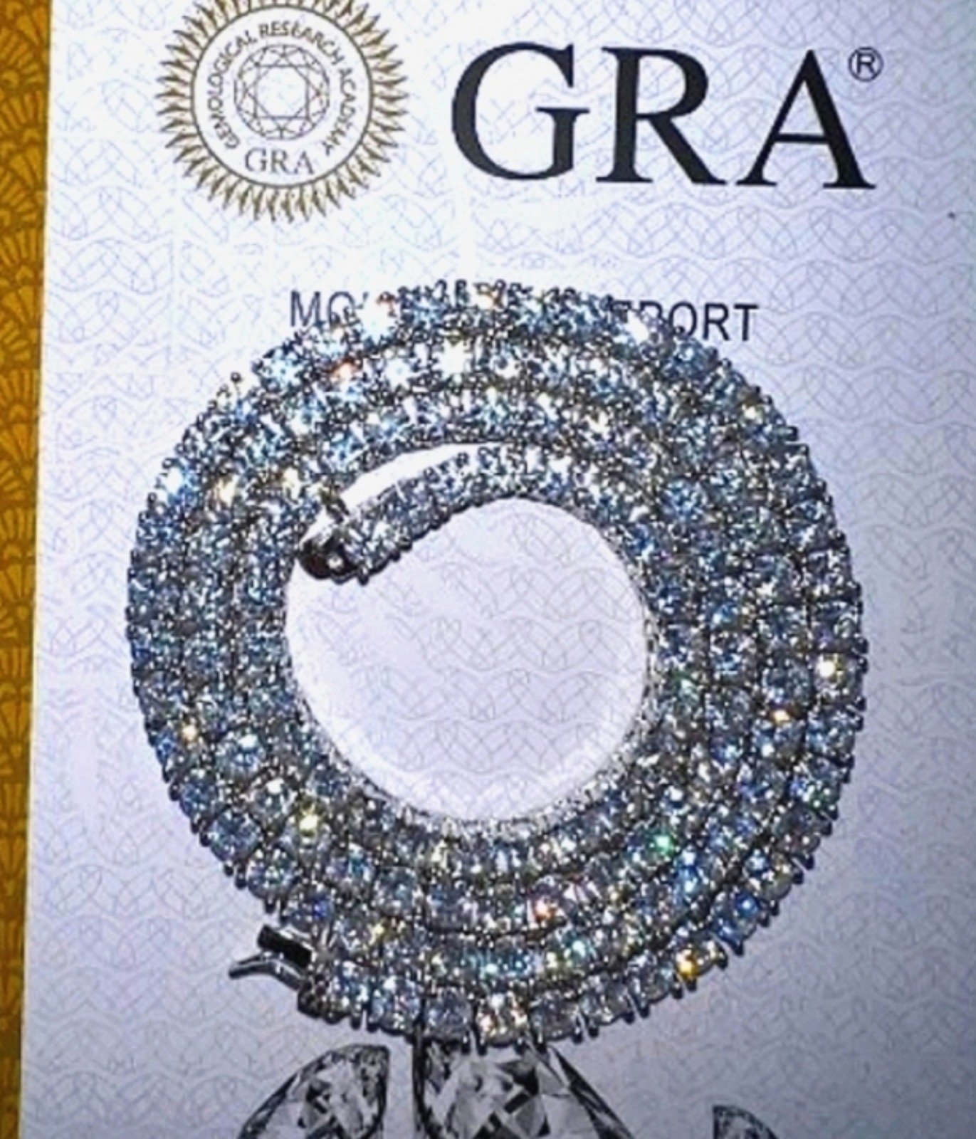 3 mm Moissanite diamonds solid sterling tennis chain authentication included