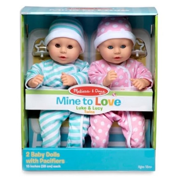 NIB Melissa & Doug Mine to Love Luke & Lucy Twin Dolls Pacifiers 15