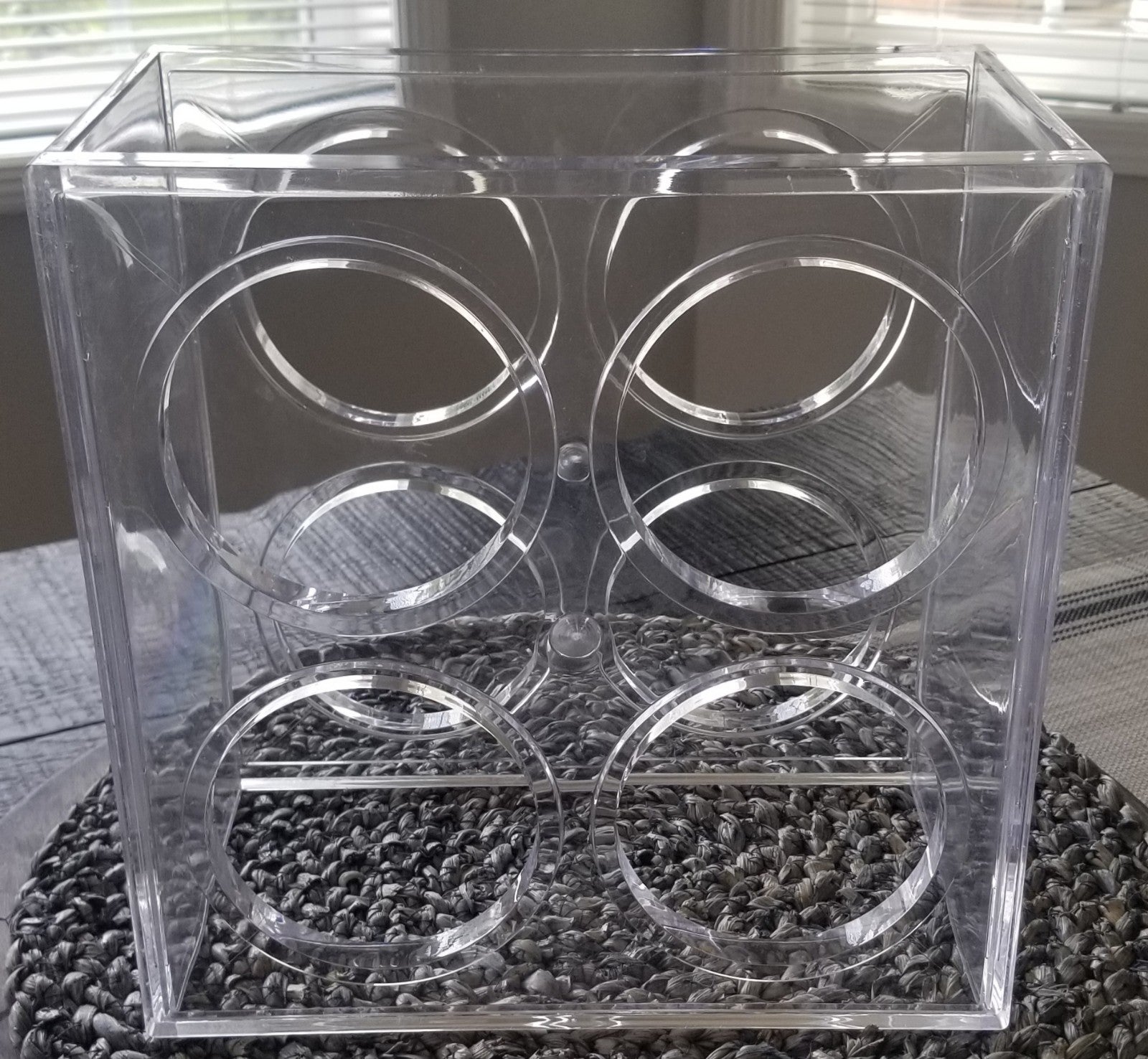 Vintage 70's Clear Lucite Four Bottle Wine Rack