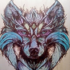8x10 pyrography wolf head