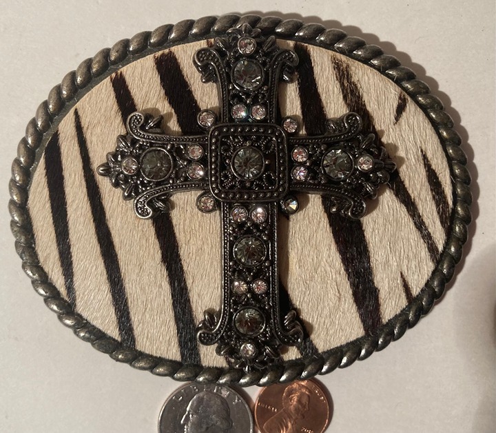 Vintage Metal Belt Buckle Crucifix Cross Gothic Nice Sparkly Stones Leather Vintage Metal Belt Buckle Crucifix Cross Gothic Nice Sparkly Stones Leather
