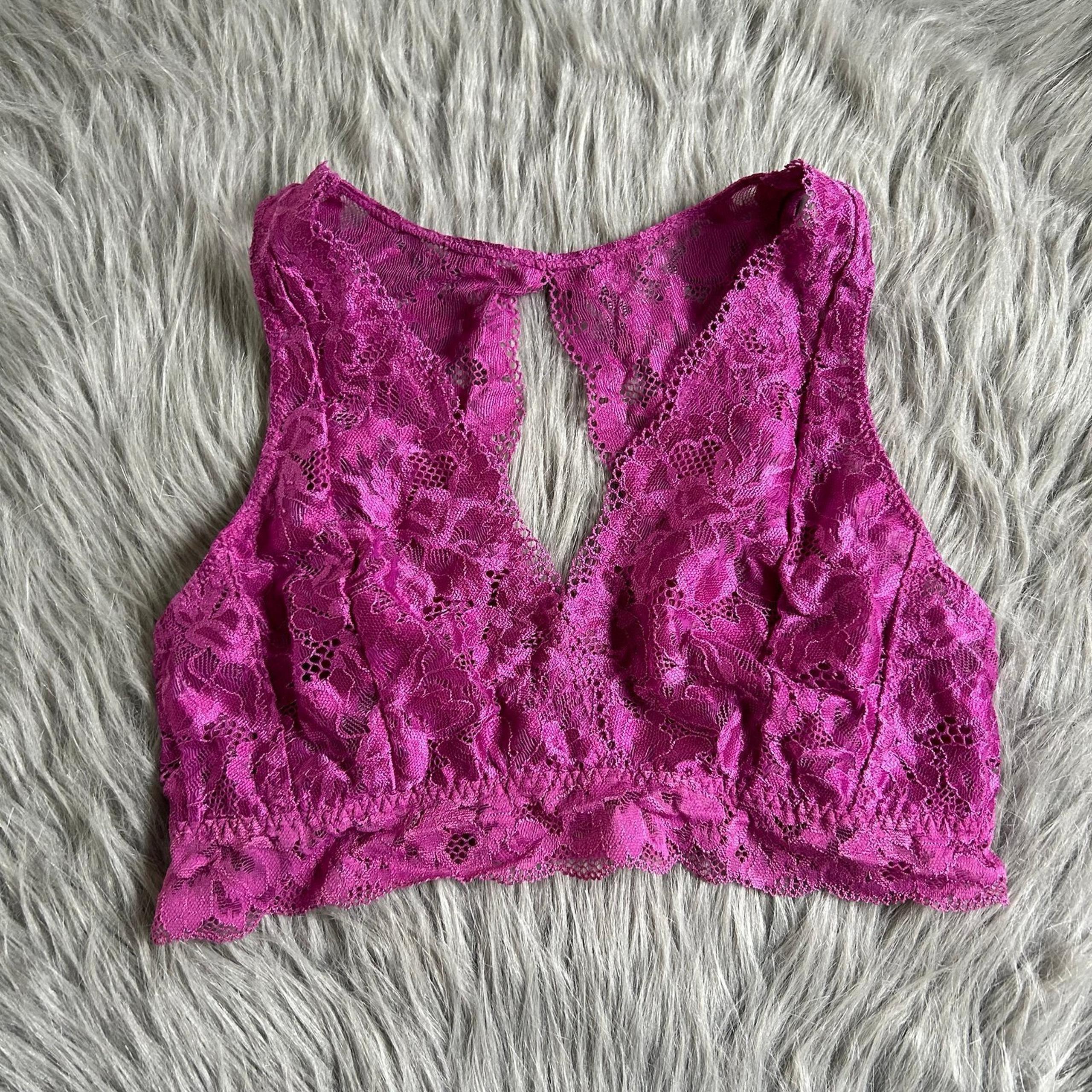 Embraceable Lace Bralette Womens Size XS Pink Floral Wireless Bra - Soma