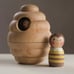 Wooden Beehive with 3 Bees