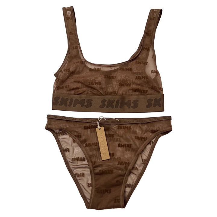 SKIMS After Hours Scoop Bralette + Cheeky Brief Set Jasper XXS