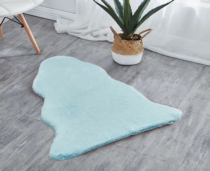 Light Blue 5x8 Feet Faux Rabbit Fur Fuzzy Soft Fluffy Plush Cozy Shaggy Area Rug