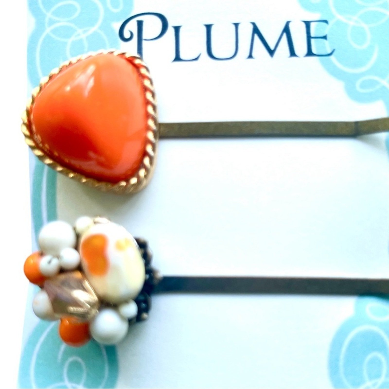 Spring Hair Pins Orange White Gold Hairpin Set Accessory Barrettes Vintage Clips