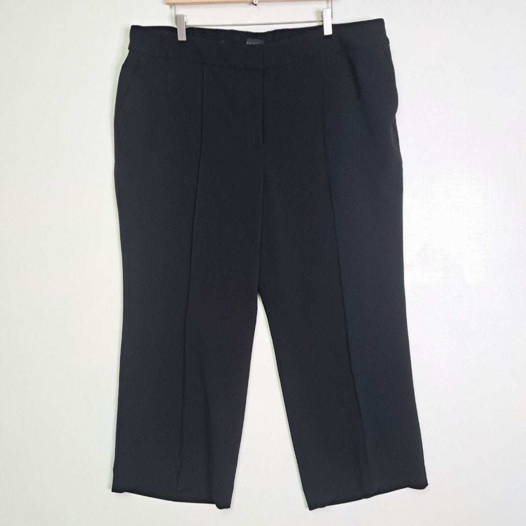 Talbots Easy Travel Wide Leg Pants Women's 20W 20 Black Stretch High Rise
