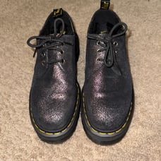 Dr. Martens iridescent crackle quad platform oxford docs