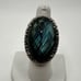 MONSTER 34x22mm Faceted Labradorite in stamped India 925 ring!