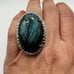 MONSTER 34x22mm Faceted Labradorite in stamped India 925 ring!